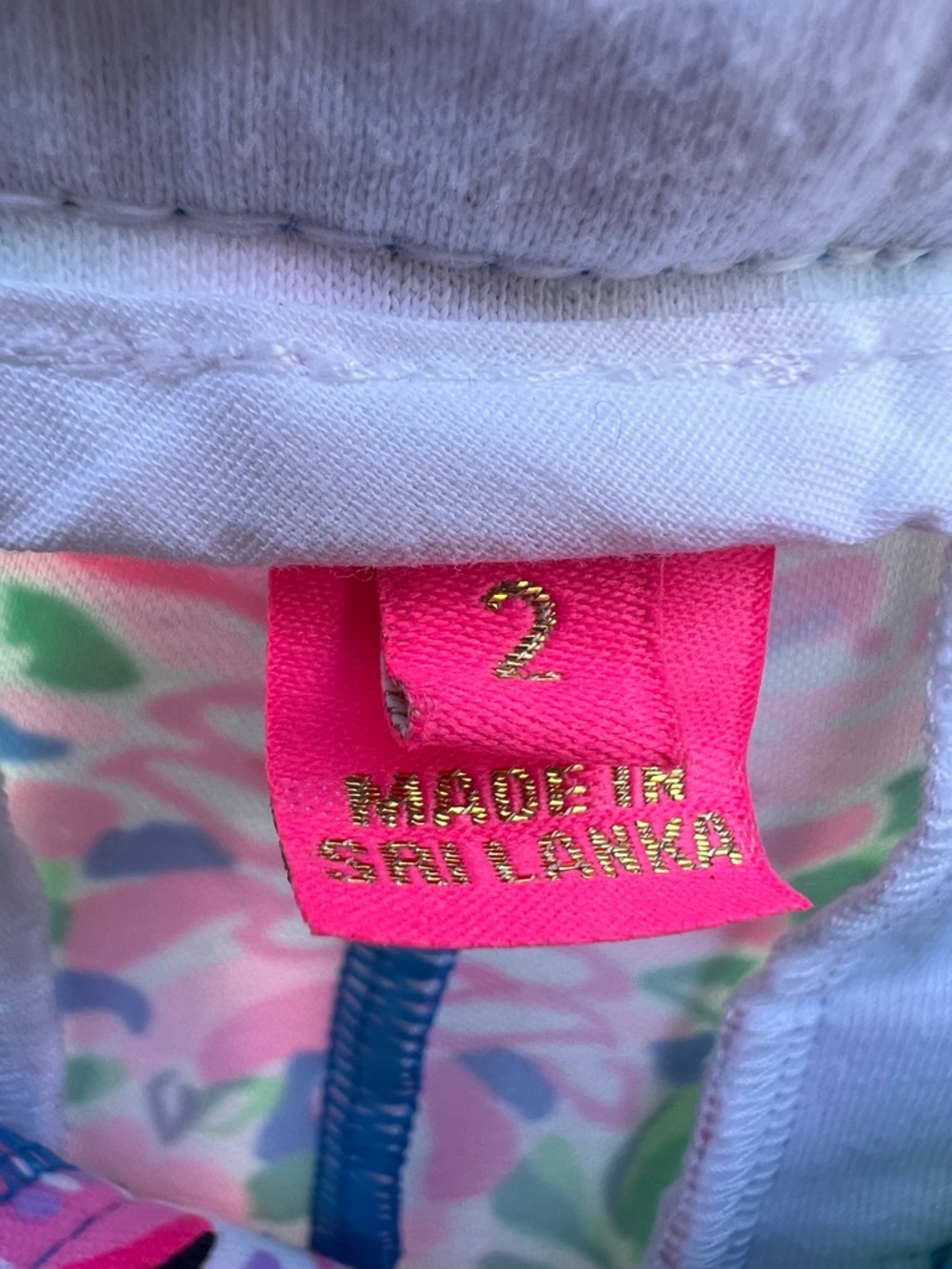 Lilly Pulitzer Natia Knit Blue Floral Bermuda Shorts with Pink Accents - Picture 7 of 8